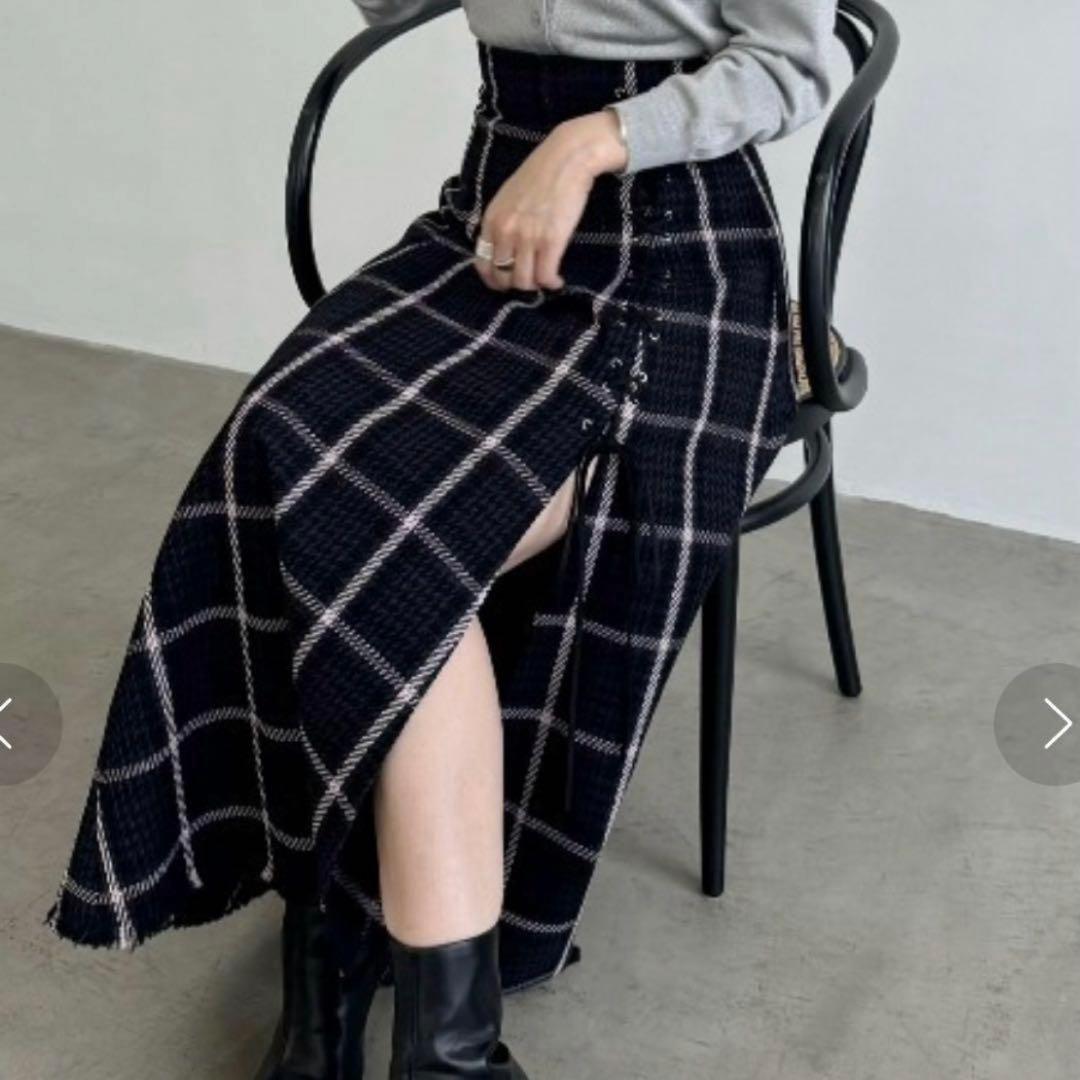 24年【スナイデル】WEB限定 チェックスリットデザインロングスカート