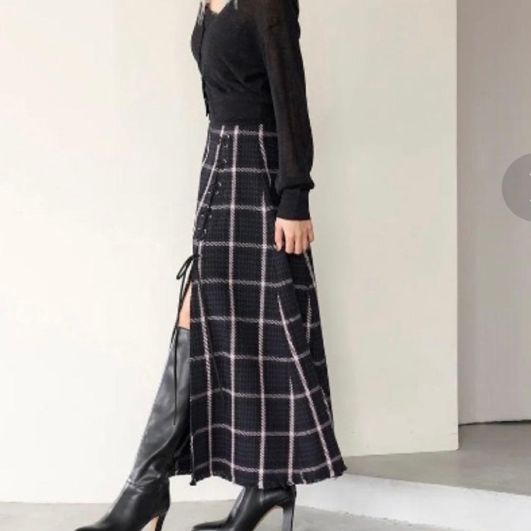 24年【スナイデル】WEB限定 チェックスリットデザインロングスカート