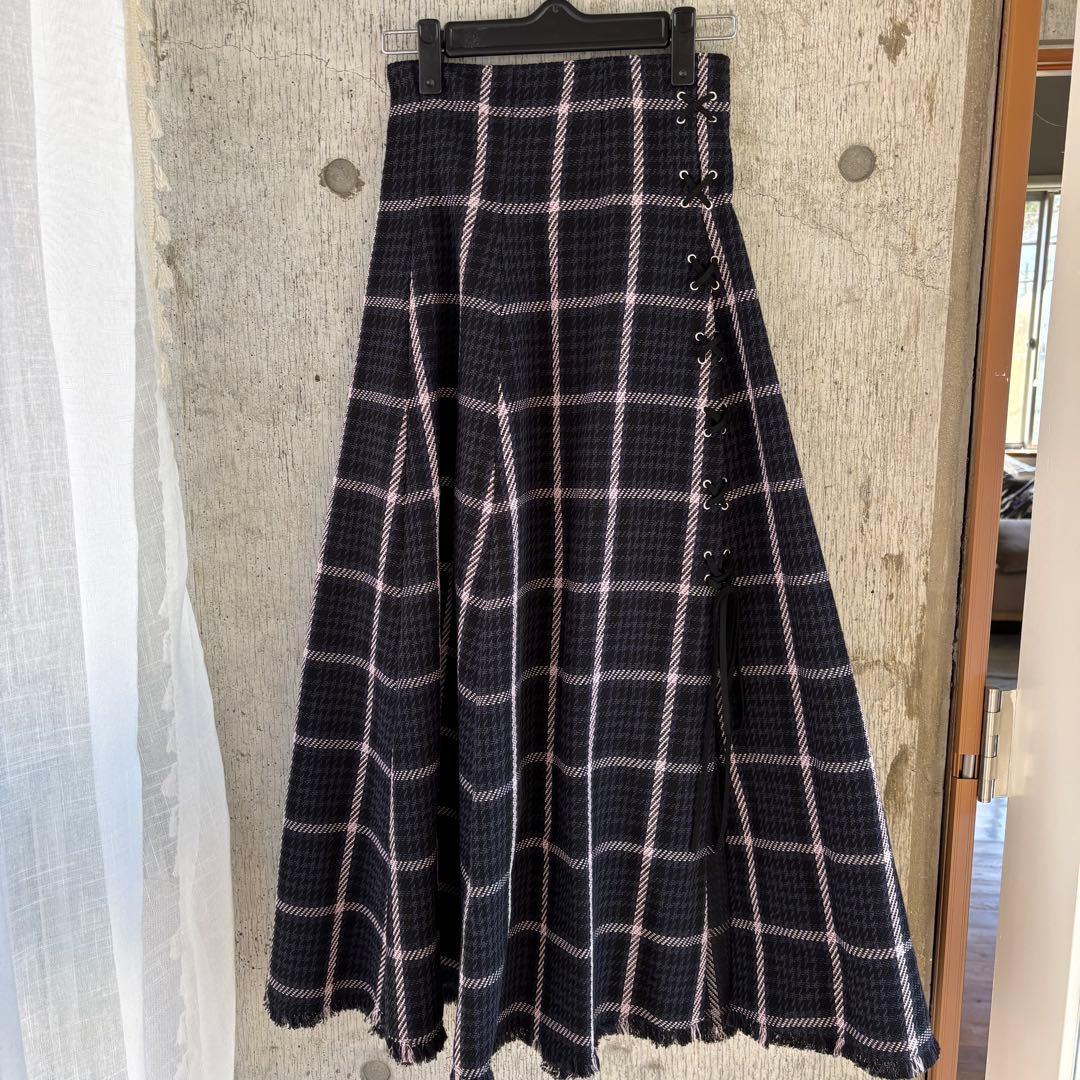 24年【スナイデル】WEB限定 チェックスリットデザインロングスカート