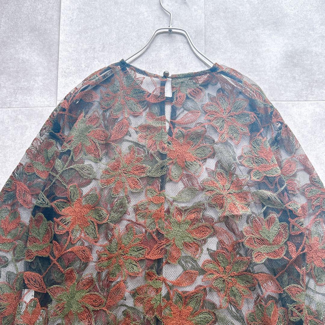 未使用級✨ FUMIE=TANAKA 刺繍 ブラウス レース チュール 花柄