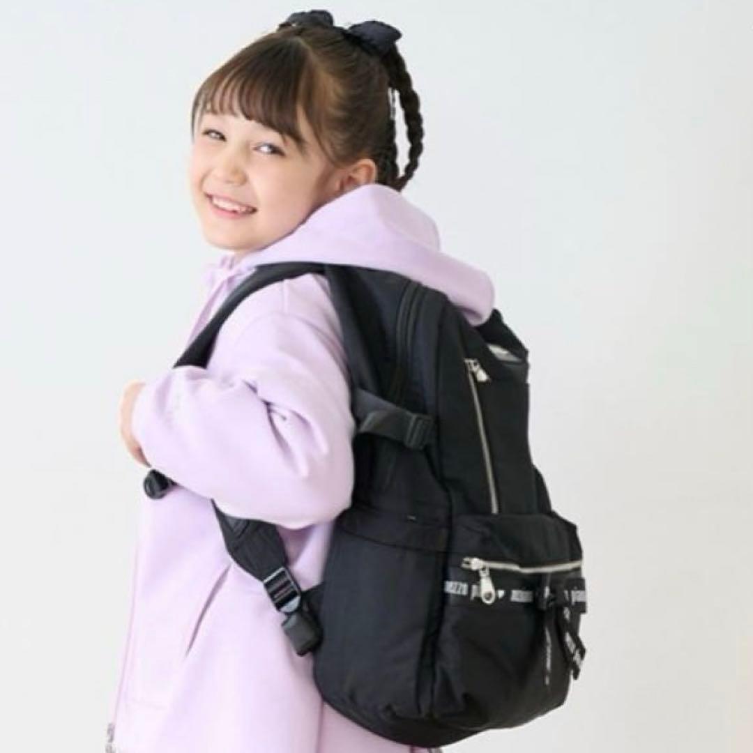 メゾピアノ ハートポーチ付　ロゴリボン　ナイロンリュック　大