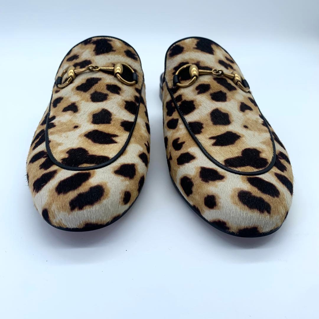 m31　グッチ プリンスタウン ミュール ホースビット はラコ ヒョウ柄