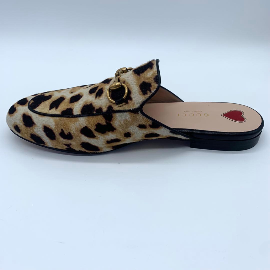 m31　グッチ プリンスタウン ミュール ホースビット はラコ ヒョウ柄