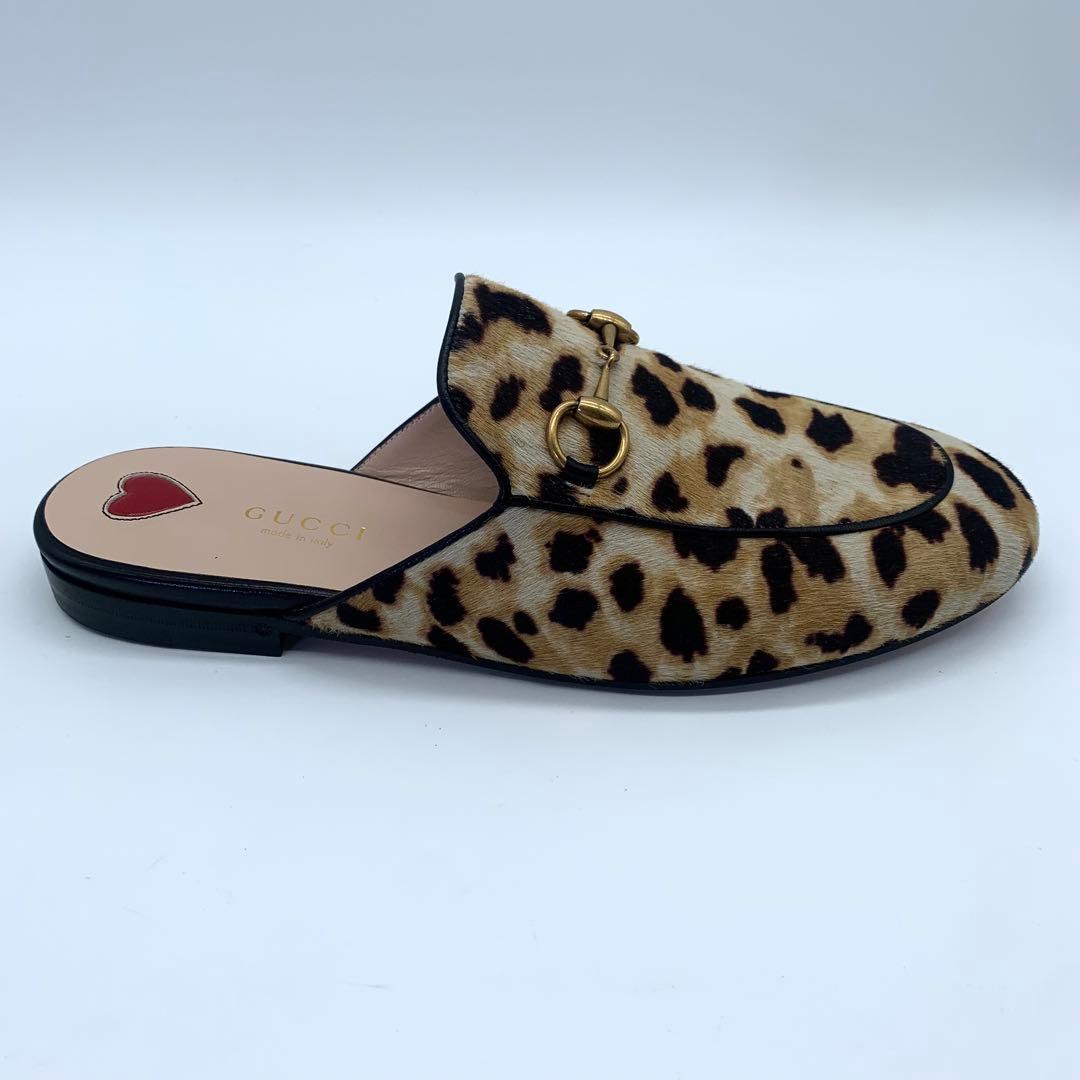 m31　グッチ プリンスタウン ミュール ホースビット はラコ ヒョウ柄