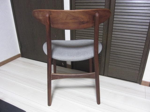 NOCE/ノーチェ ウォールナット天然木チェア MK11A ライトグレー　①