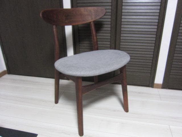 NOCE/ノーチェ ウォールナット天然木チェア MK11A ライトグレー　①