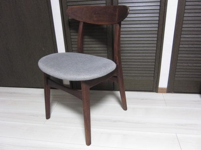 NOCE/ノーチェ ウォールナット天然木チェア MK11A ライトグレー　①