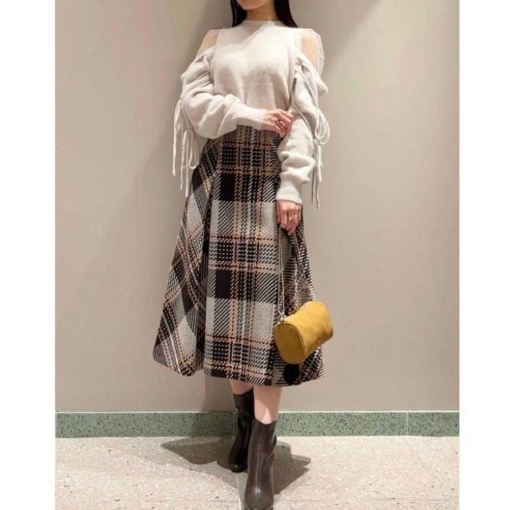 新品　SNIDEL スナイデル ロービング チェック ロング スカート