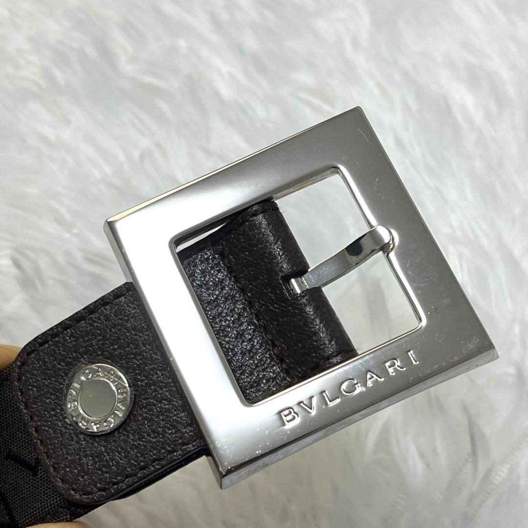 美品✨BVLGARI ブルガリ　レザー　キャンバスロゴ　ベルト　99-3.5