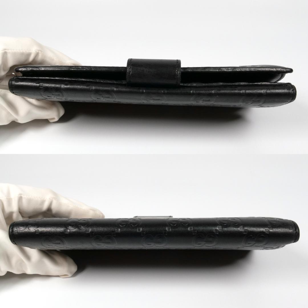 美品✨グッチ GUCCI 長財布 シマ レザー GG柄 ブラック