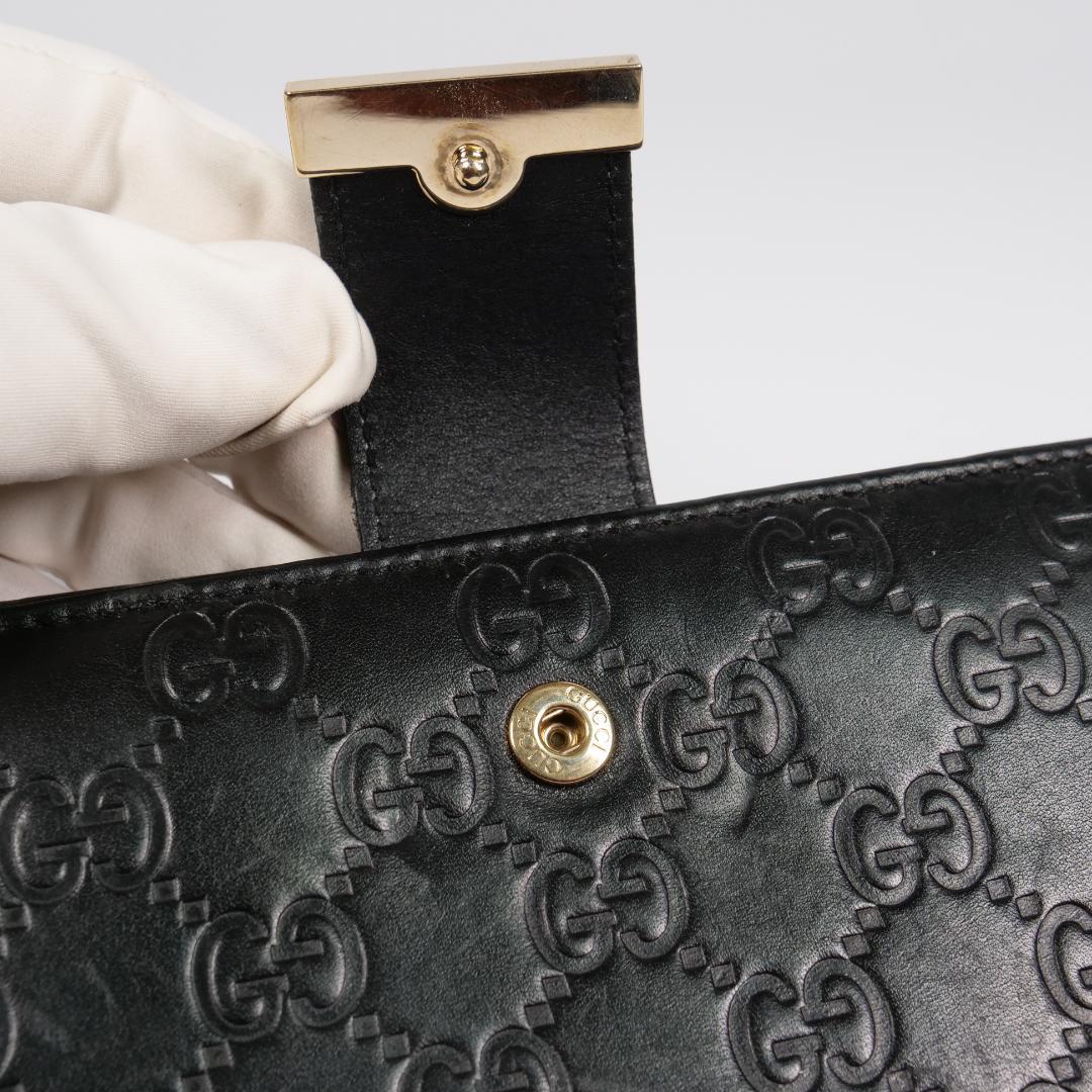 美品✨グッチ GUCCI 長財布 シマ レザー GG柄 ブラック
