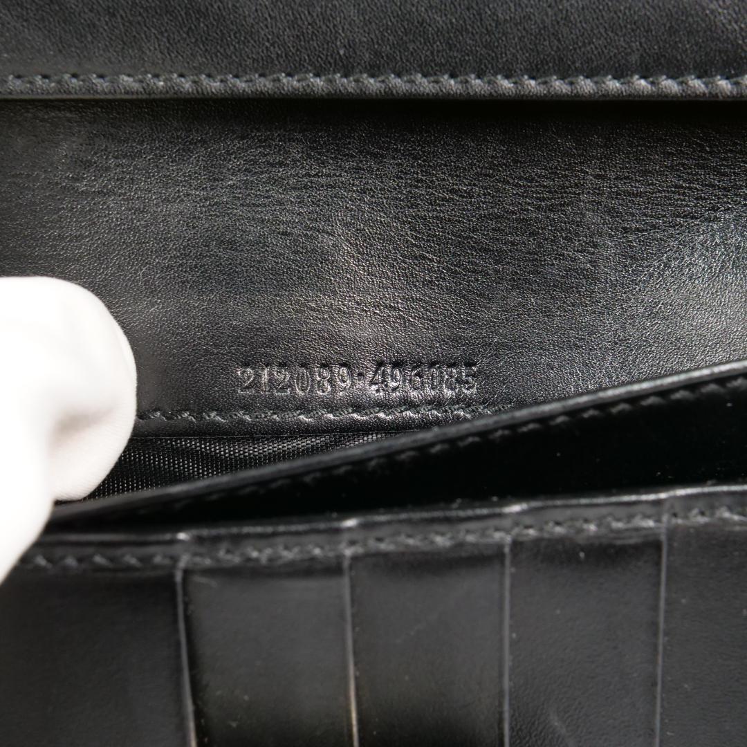 美品✨グッチ GUCCI 長財布 シマ レザー GG柄 ブラック