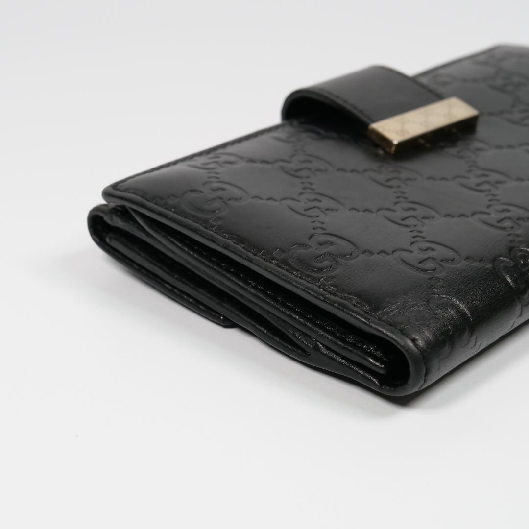 美品✨グッチ GUCCI 長財布 シマ レザー GG柄 ブラック