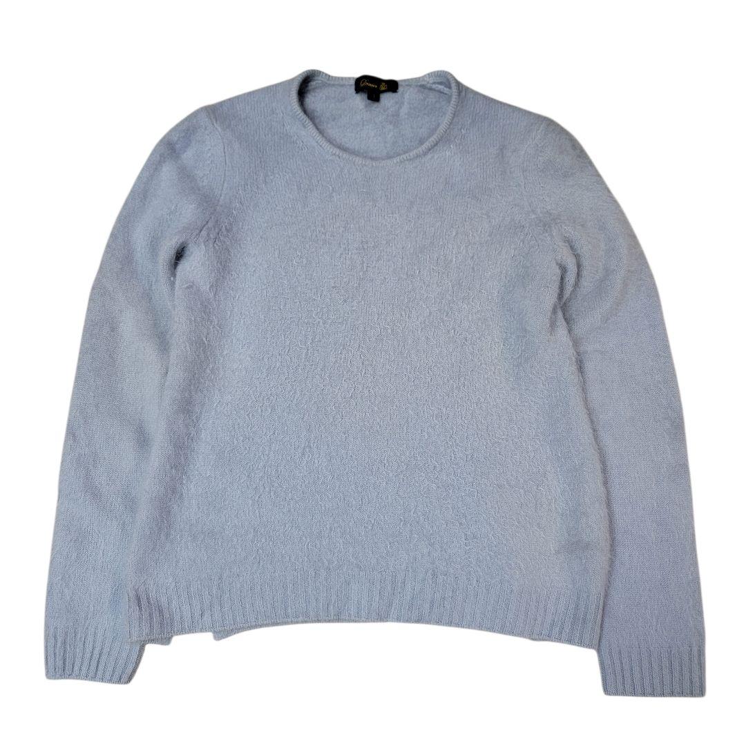 日本製 ドゥロワー Drawer カシミヤファークルーネックニット 1 S 水色