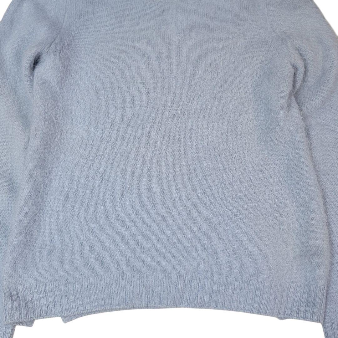 日本製 ドゥロワー Drawer カシミヤファークルーネックニット 1 S 水色