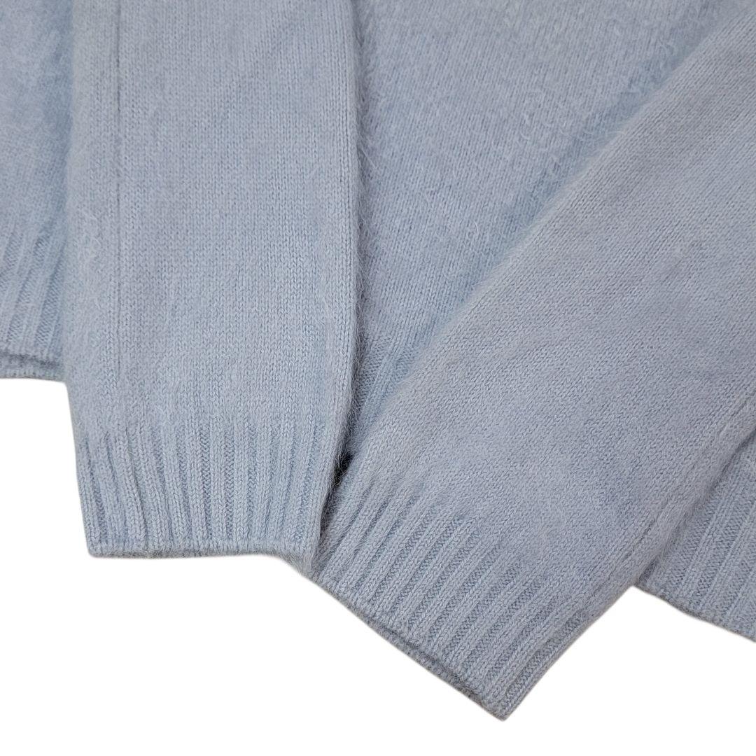日本製 ドゥロワー Drawer カシミヤファークルーネックニット 1 S 水色