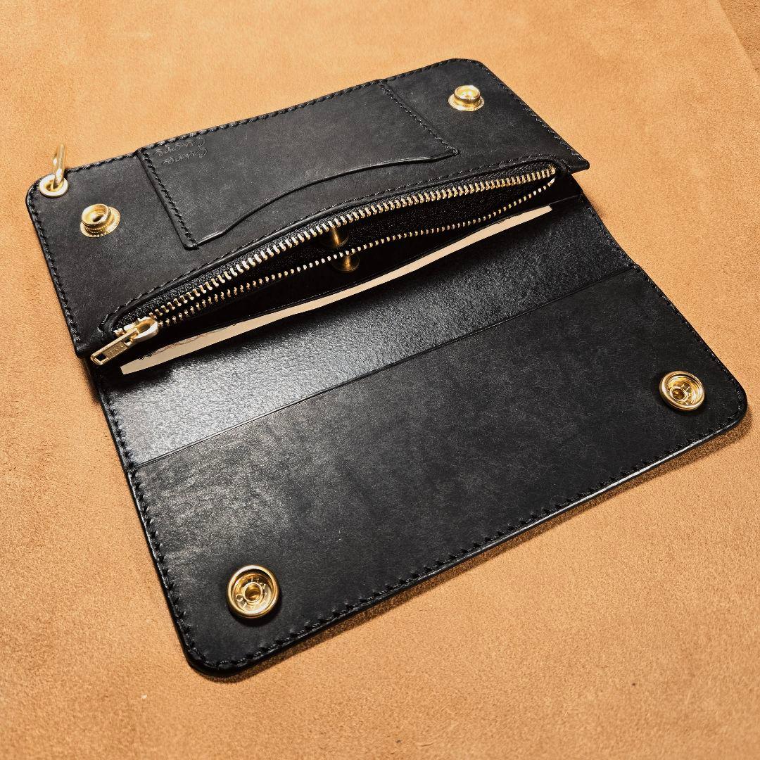 246ロング　トラッカーウォレット イタリアンレザーMARGOT【ブラック】