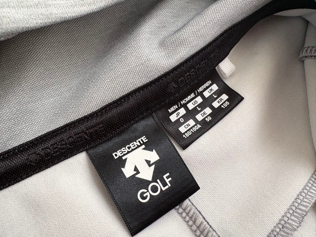 デサントゴルフ　ダンボールニット　ハニカムパターン袖　フード付きグレージャケット