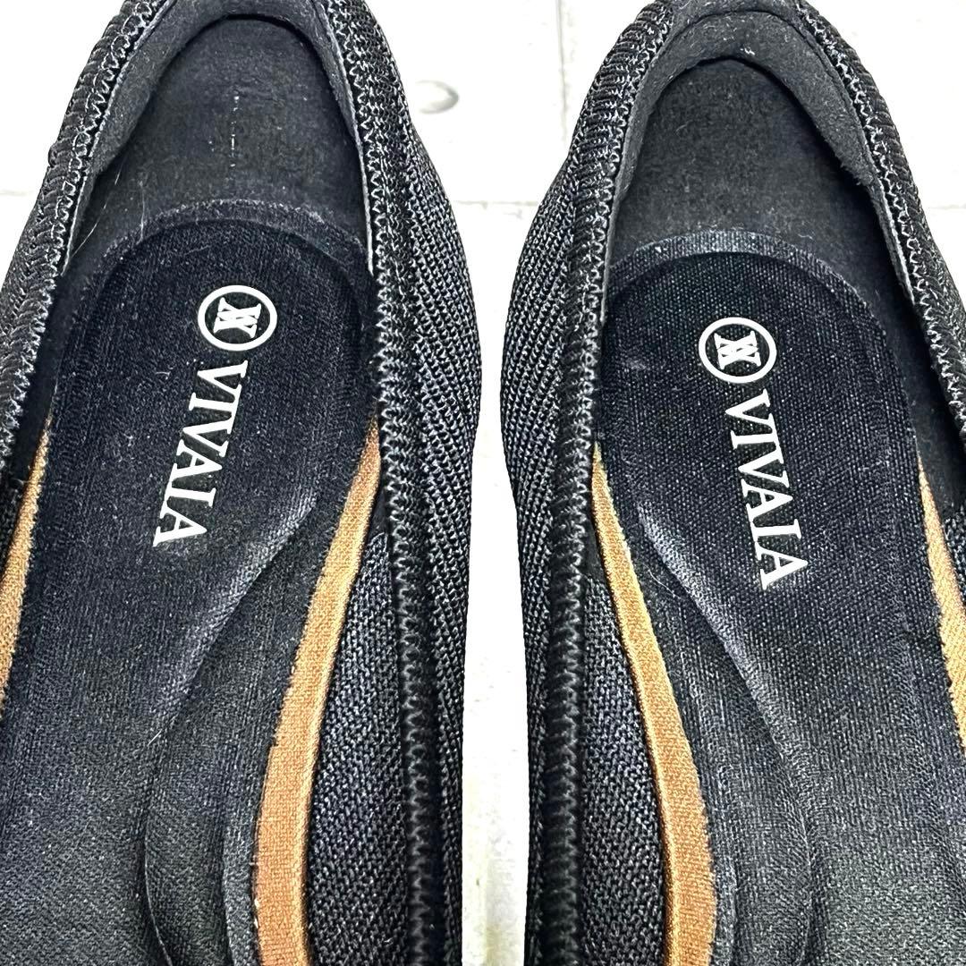 極美品【ヴィヴァイア】スクエアトゥ チャンキーヒール リボン♡ブラック 36.5