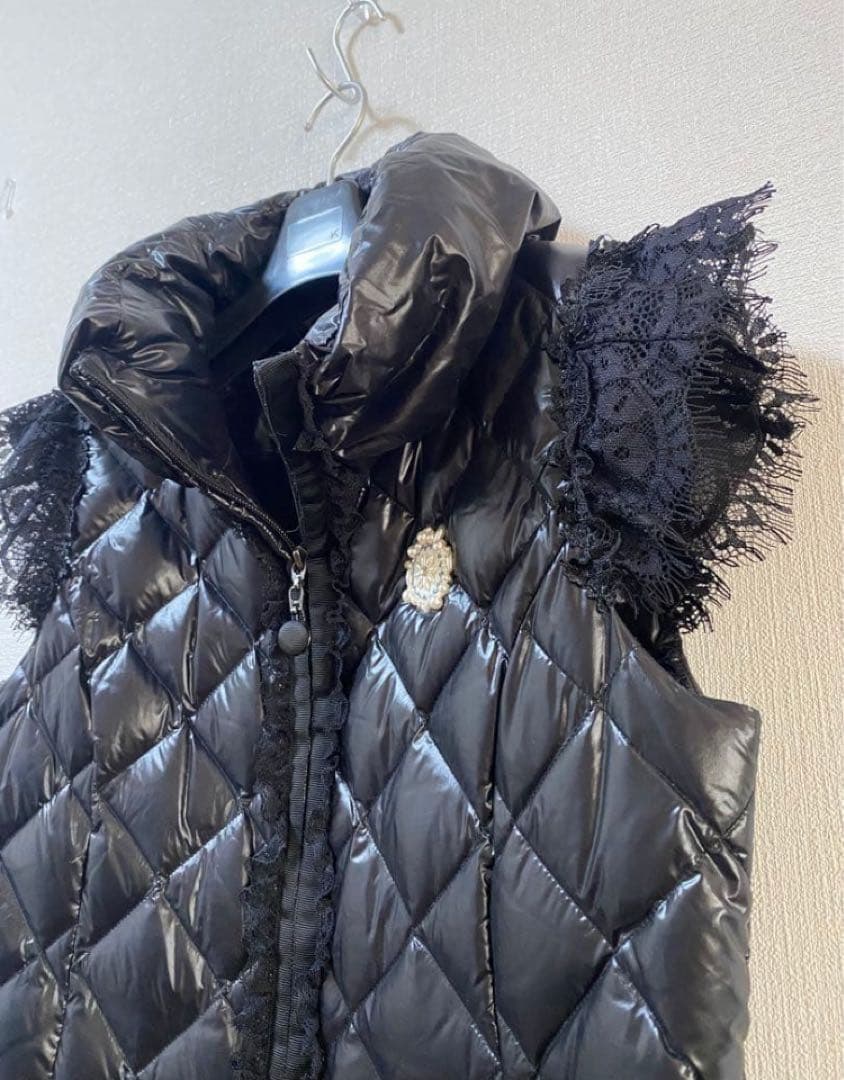 【美品】Super Beauty 黒 キルティングダウンベスト 40