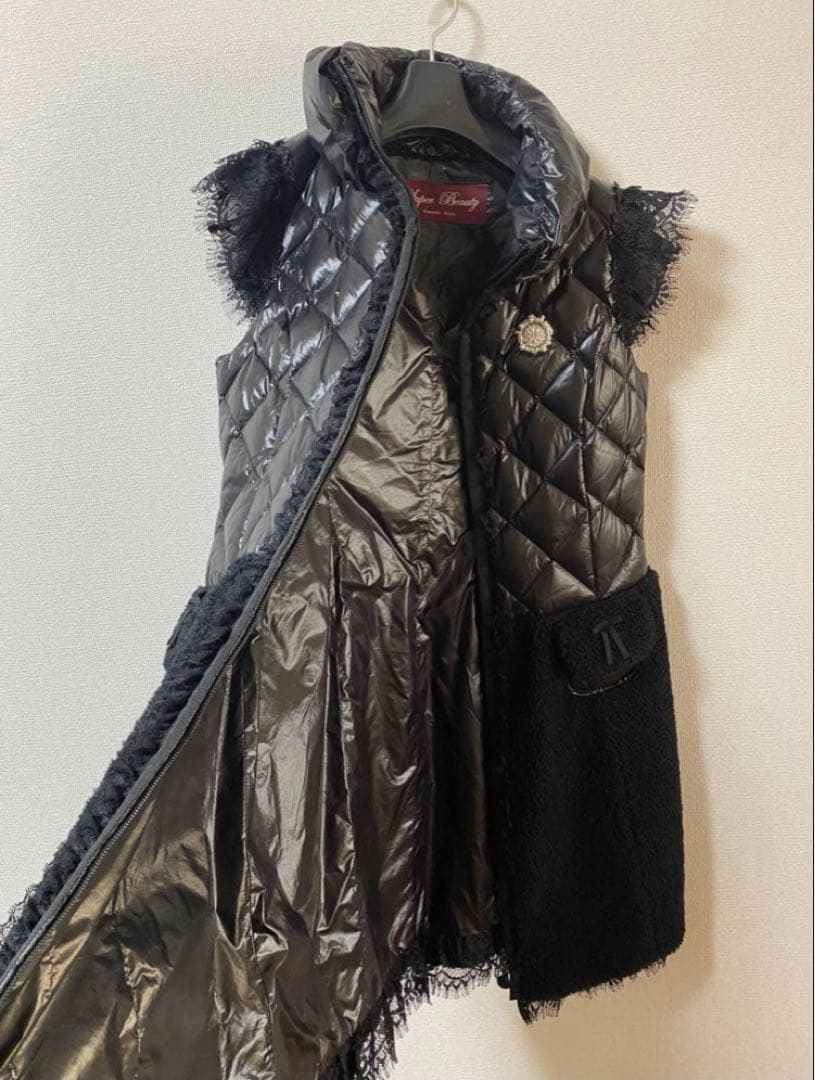 【美品】Super Beauty 黒 キルティングダウンベスト 40