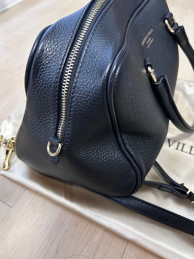 クリスチャンヴィラ　ボストンバッグ　黒　本革