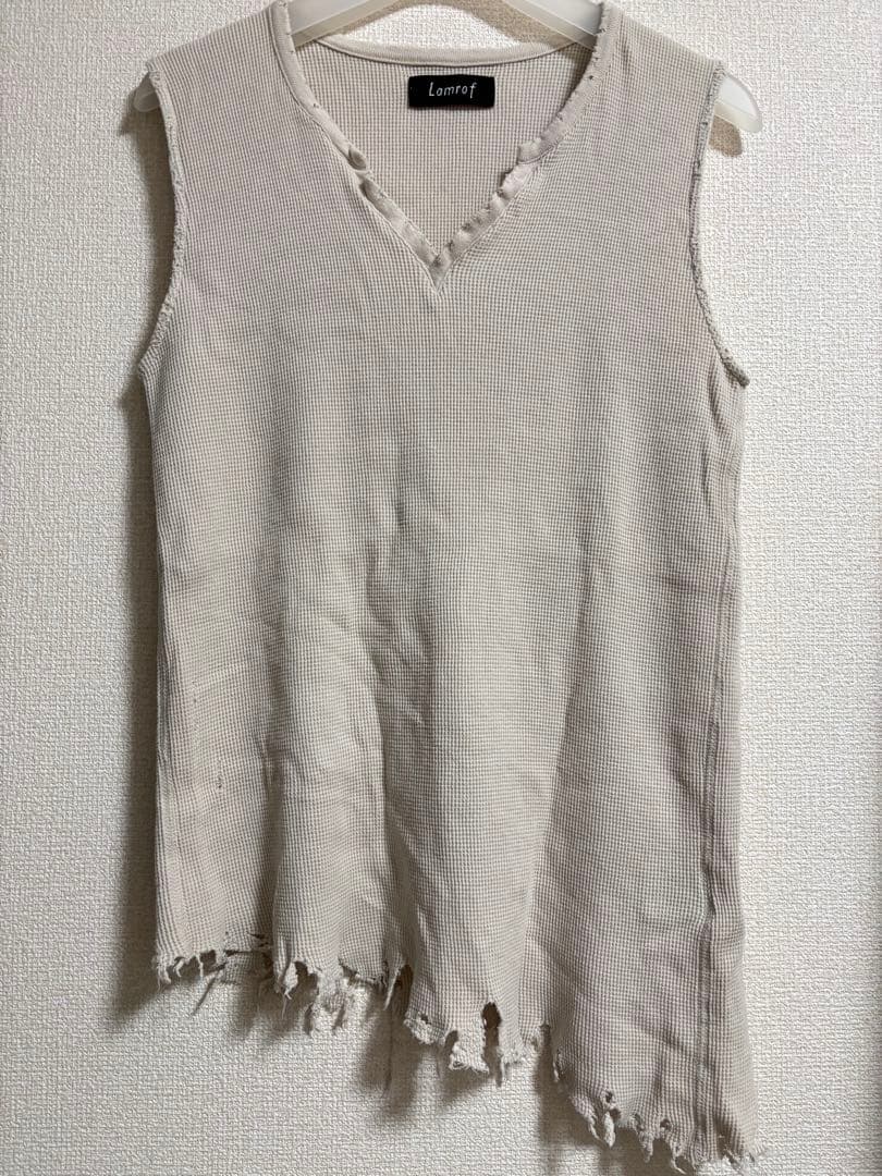 トップス Lamrof Boro Slanted Sleeveless - white