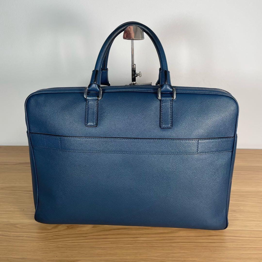 セラピアン　ビジネスバッグ　ブリーフケース　レザー　ブルー　2way
