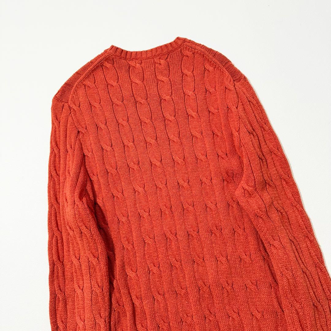 POLO RALPH LAUREN コットン ケーブルニット セーター オレンジ