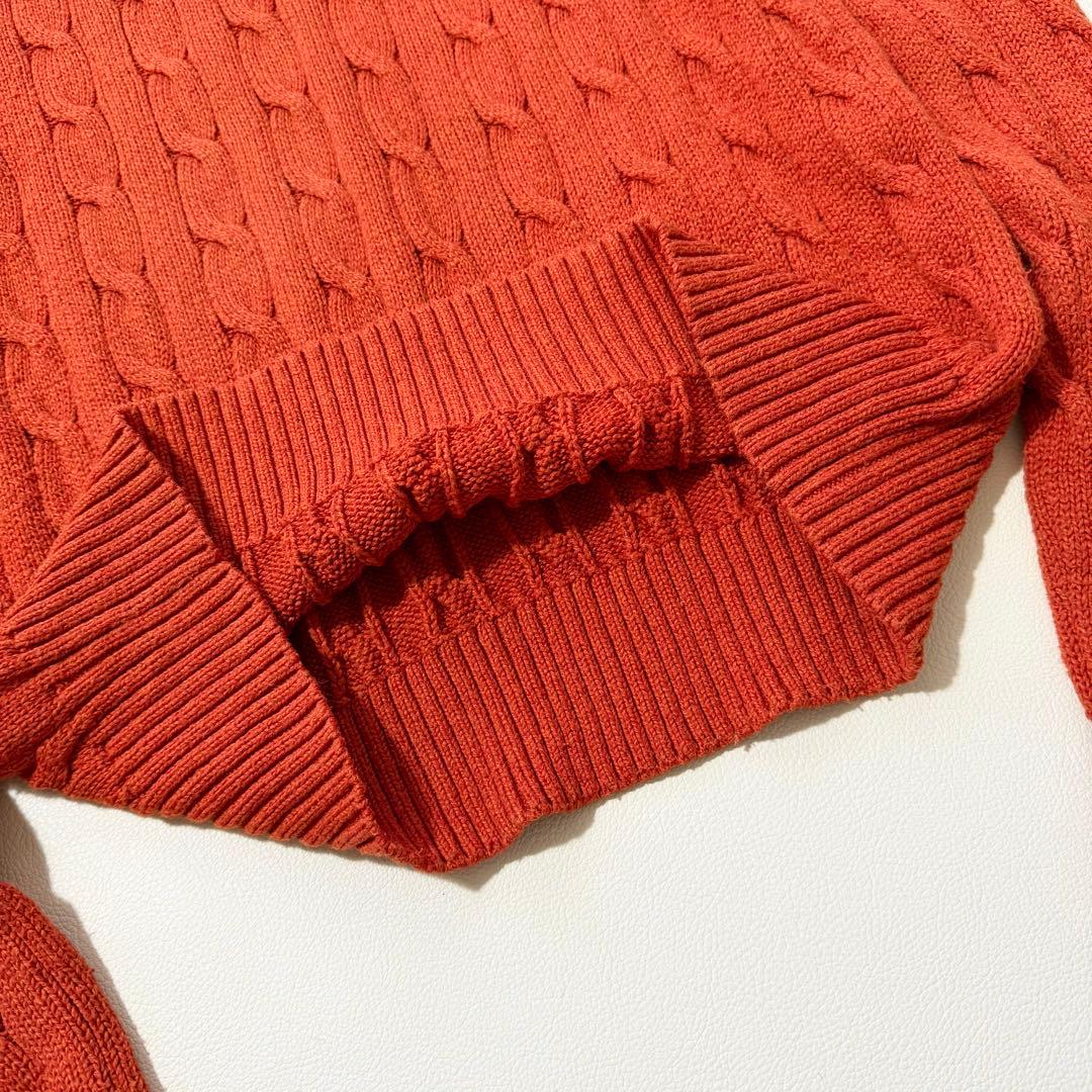 POLO RALPH LAUREN コットン ケーブルニット セーター オレンジ