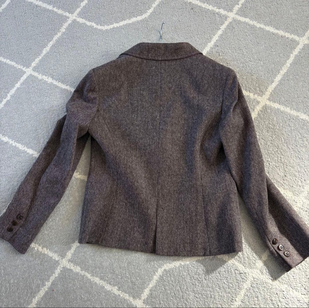 ブラウン系ウール混紡 パンツスーツ 上下セット 美品 L-LL