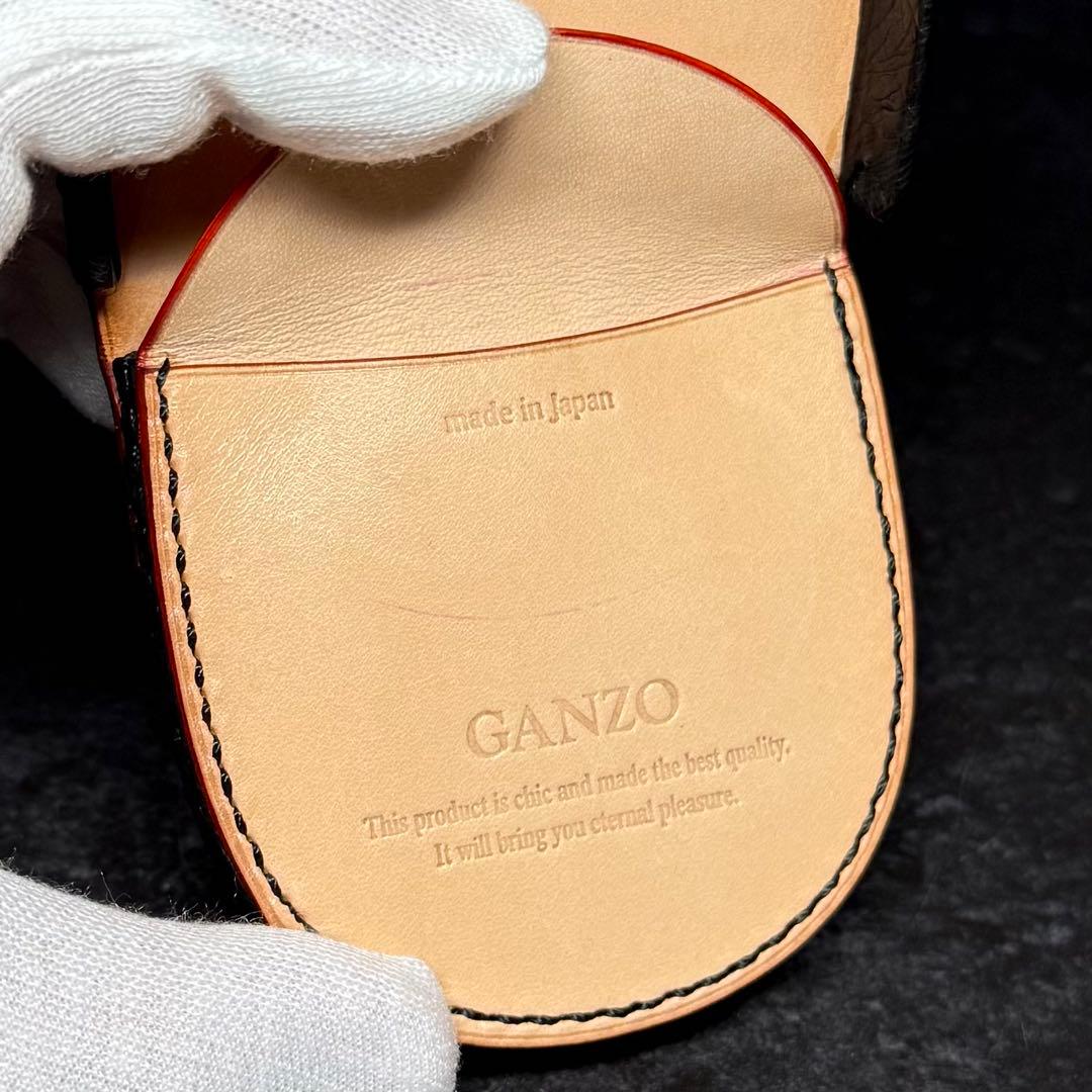 新品未使用 オーダー品 ガンゾ オーストリッチ チャコールグレー 馬蹄小銭入れ