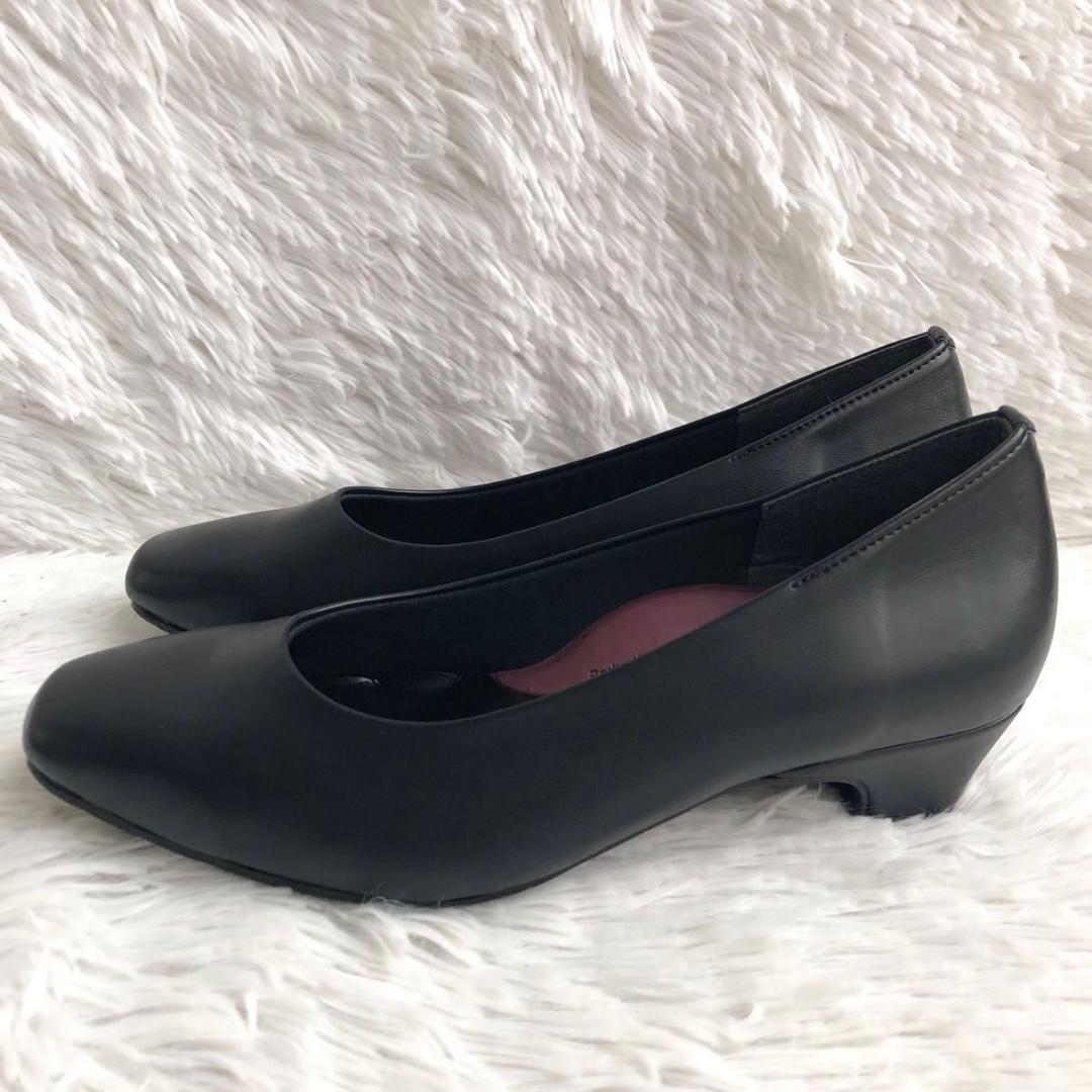 パンプス 24 黒 RAKUNA ラクナ 整体 撥水 外反母趾 晴雨兼用 パッド