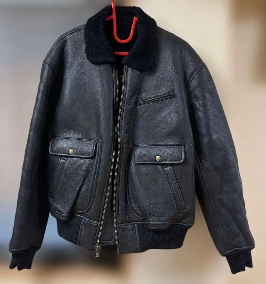 カールヘルム　中ボアレザーブルゾン　羊革　ブラック　フリーサイズ