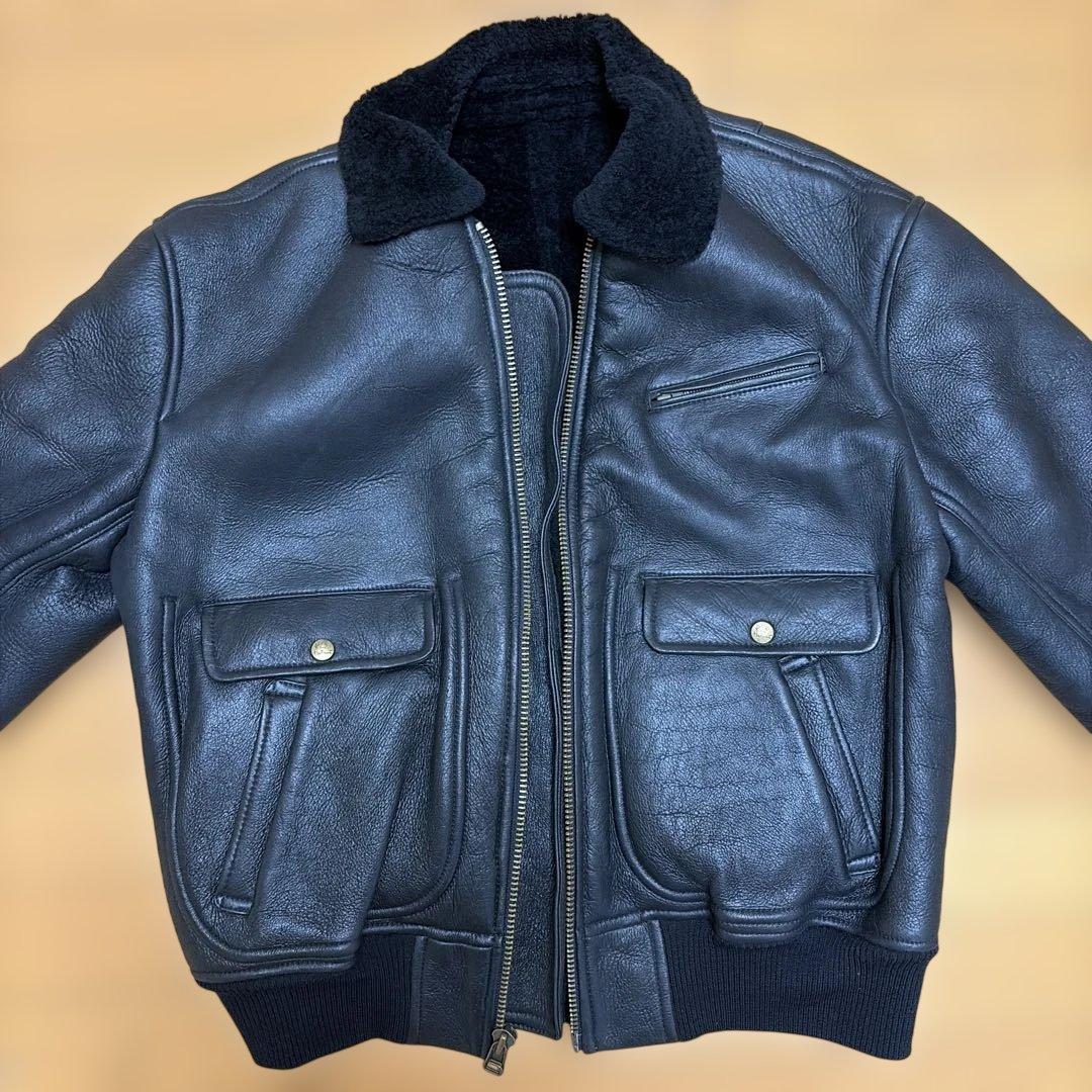 カールヘルム　中ボアレザーブルゾン　羊革　ブラック　フリーサイズ