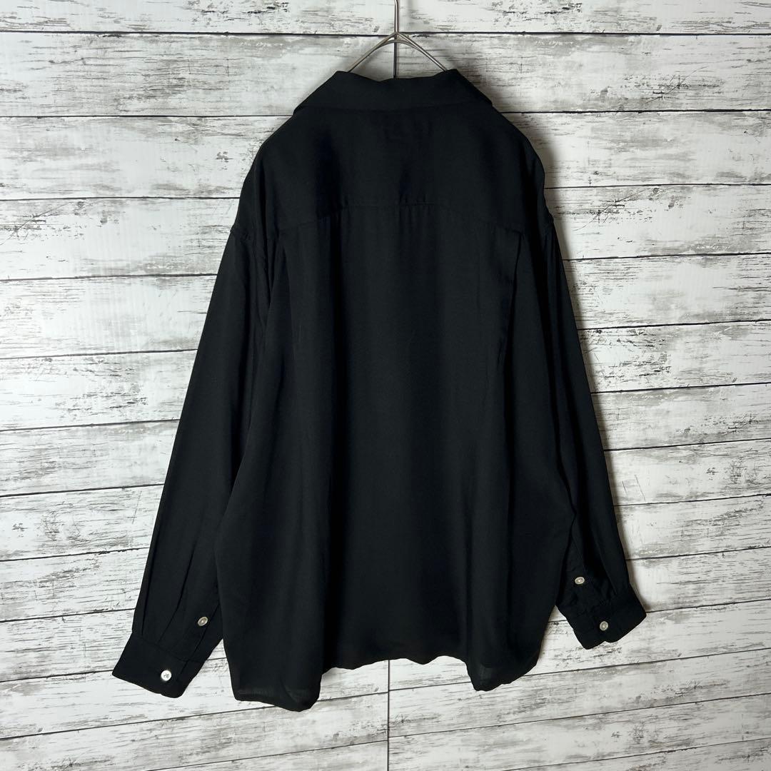 3474M【美品】ワコマリア☆50'S オープンカラー 長袖シャツ ブラック