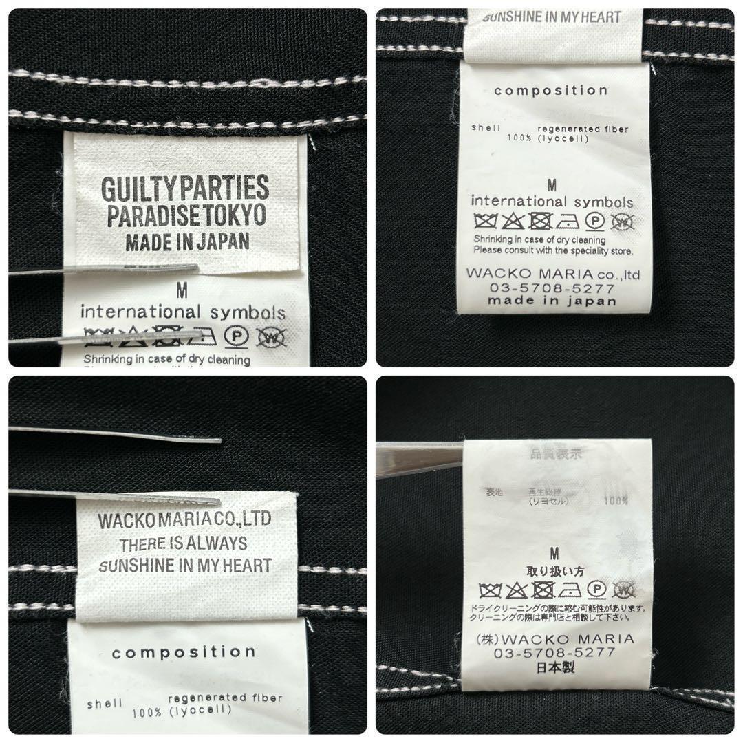 3474M【美品】ワコマリア☆50'S オープンカラー 長袖シャツ ブラック