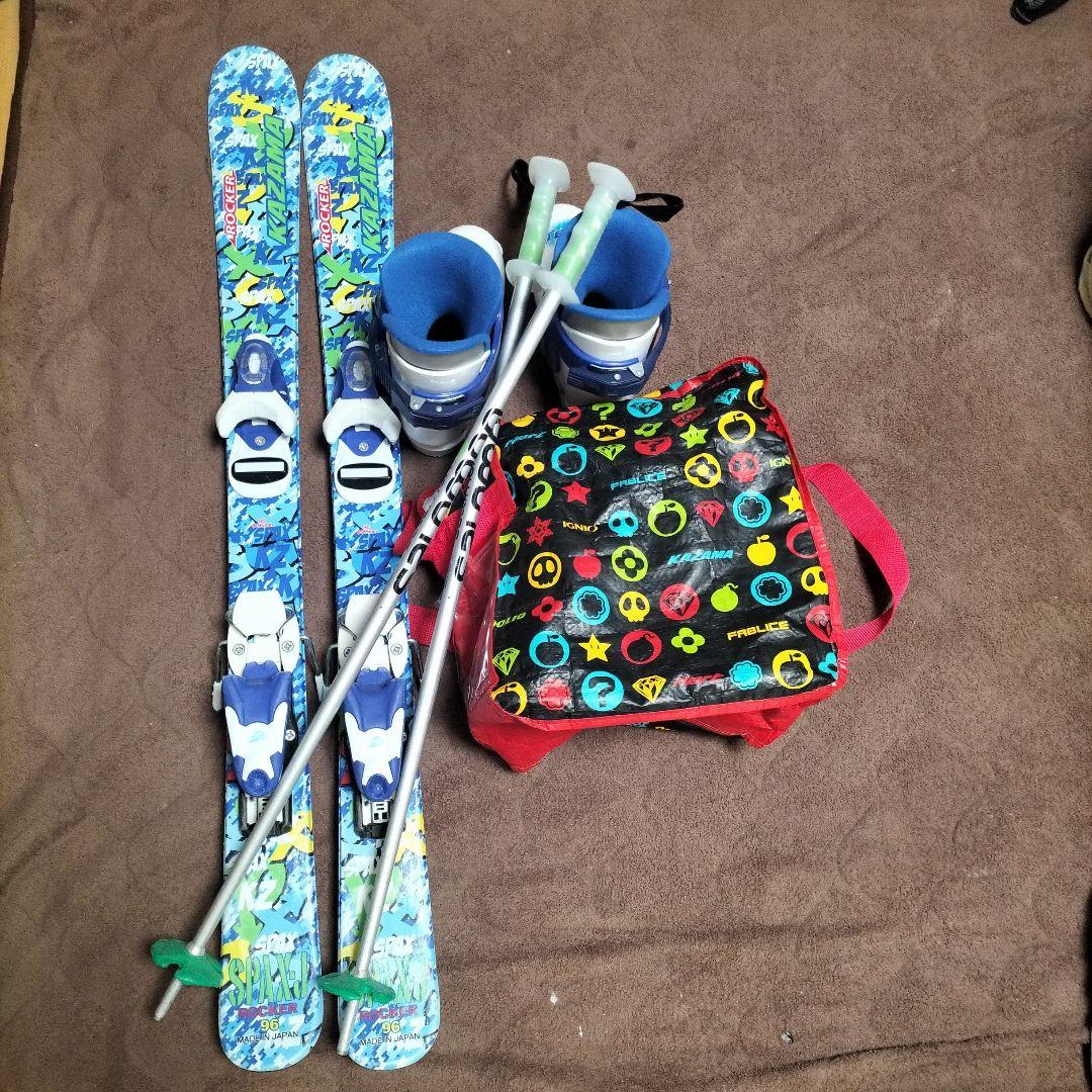 ジュニア用スキー3点セット(板、ブーツ、ストック)