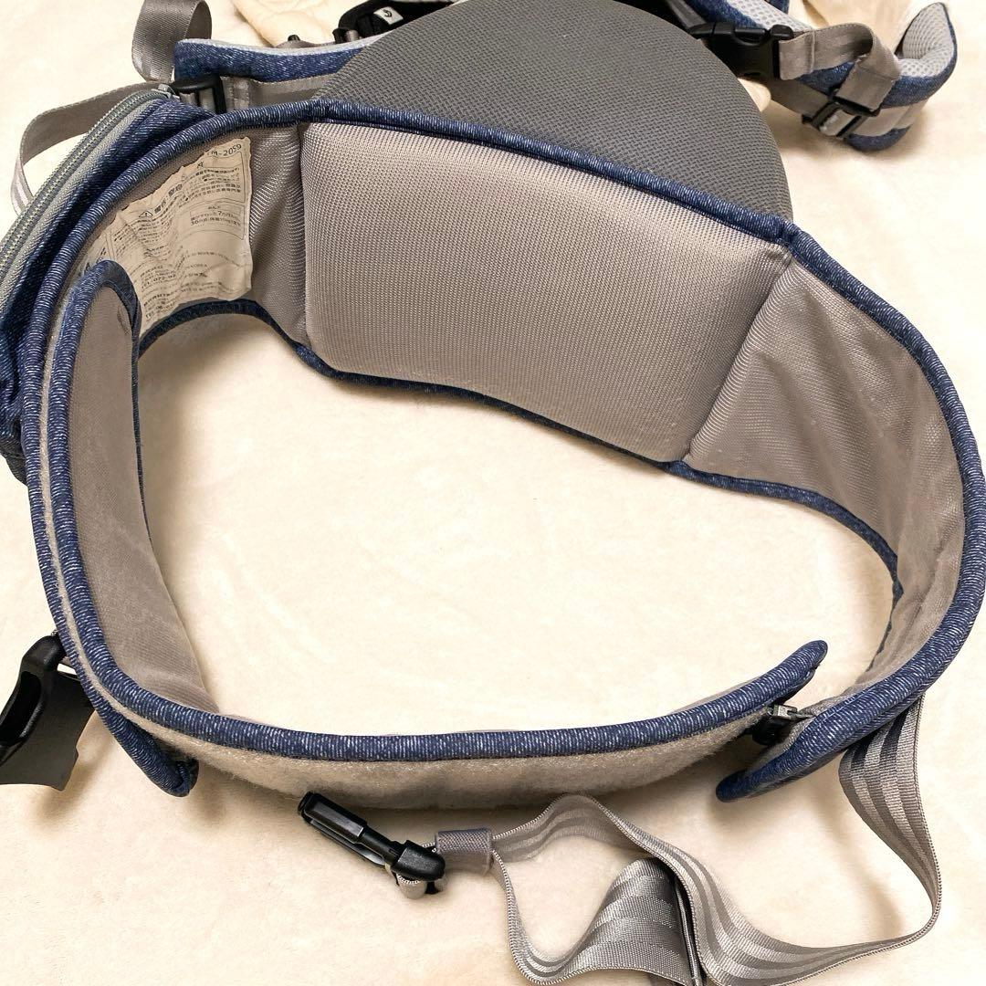 美品✨ミキハウス×ポグネー ベビーキャリア 抱っこひも 腰ベルト付 ブルー