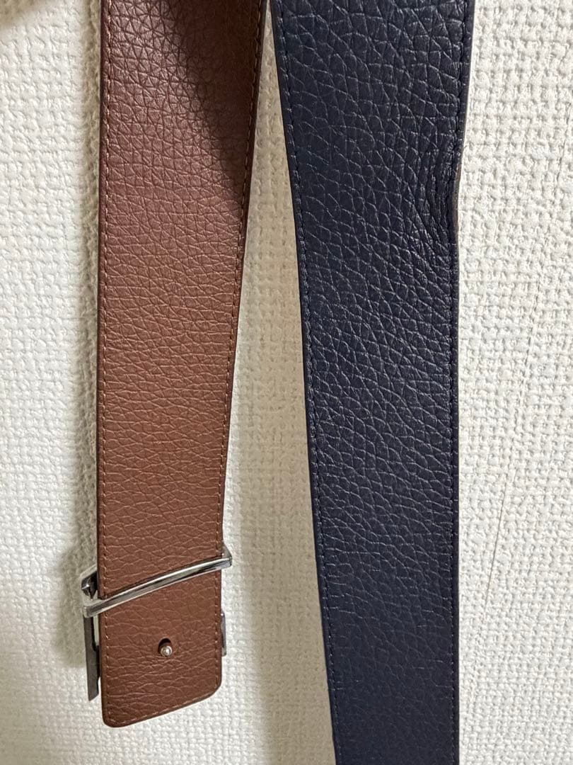 Louis Vuitton レザー ベルト ネイビー ブラウン リバーシブル
