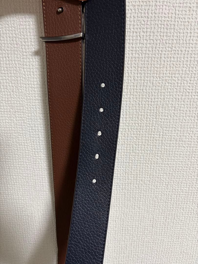 Louis Vuitton レザー ベルト ネイビー ブラウン リバーシブル