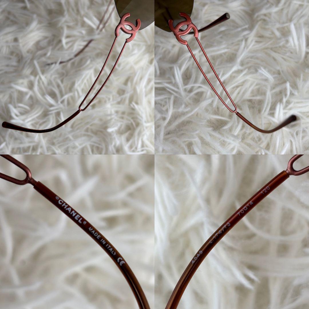 【激レア美品】シャネル　サングラス　リムレス　オーバル　ココマーク　黒系　茶色系