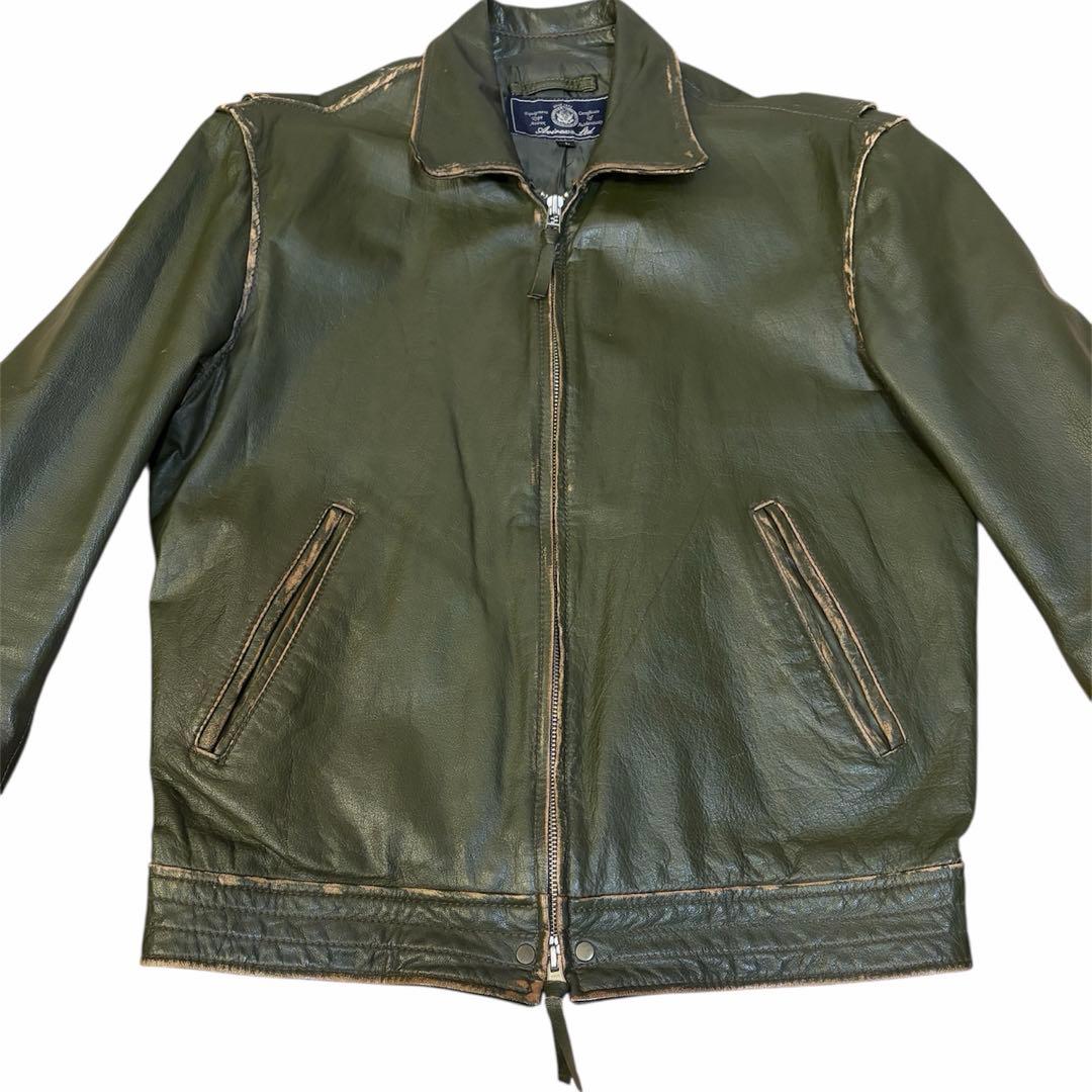 破格希少カウレザービンテージアビレックス牛革ライダースy2k丈短io着用アメカジ