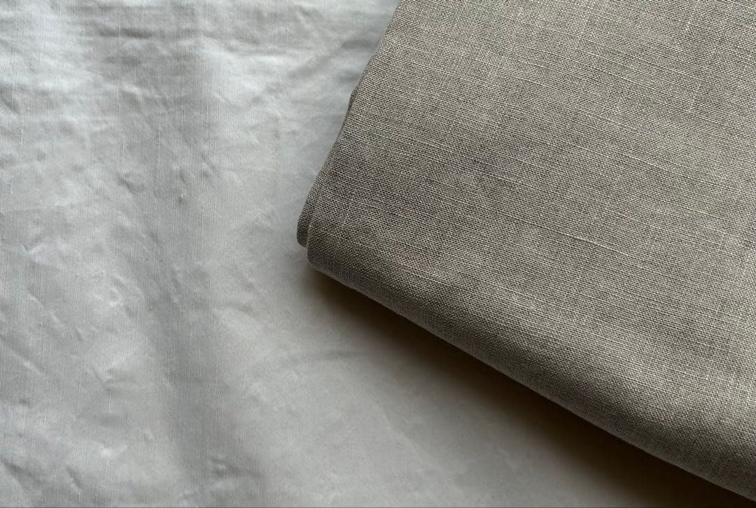 【いずみごページ】linen真赤布バック＆フラックス生成りワンピース