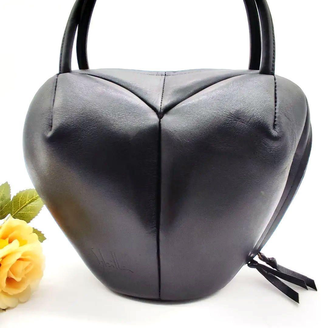 希少 シビラ Sybilla ハートモチーフ立体ハンドバッグ ブラック レザー