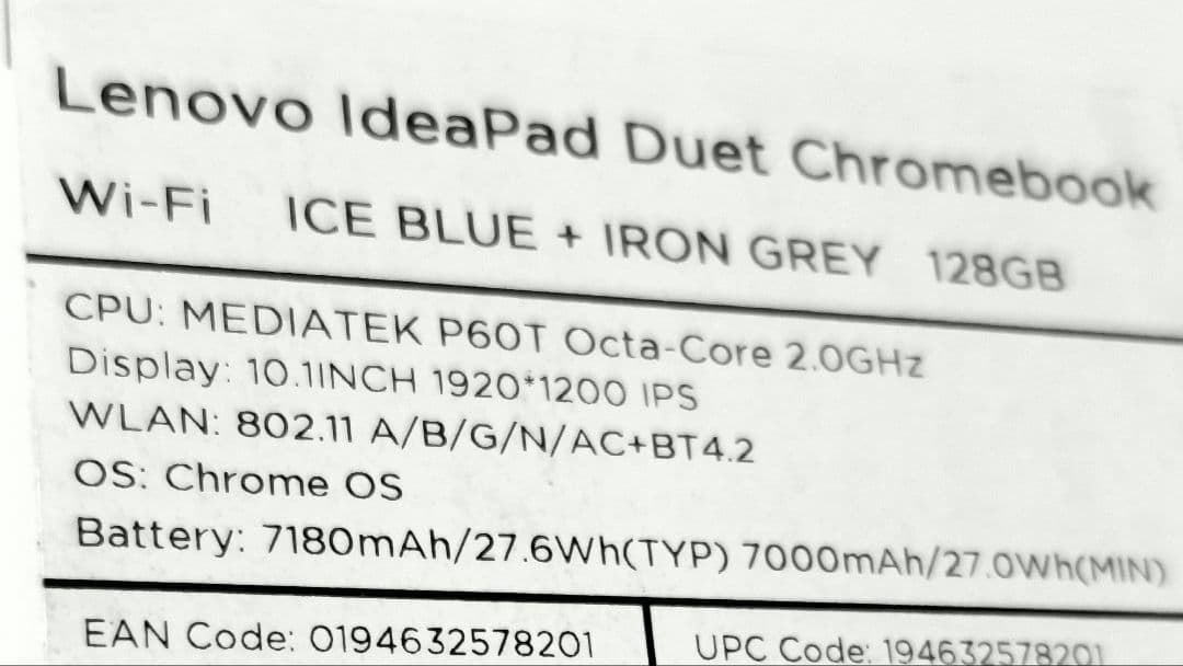 Lenovo ideapad Duet Chromebook 英語配列