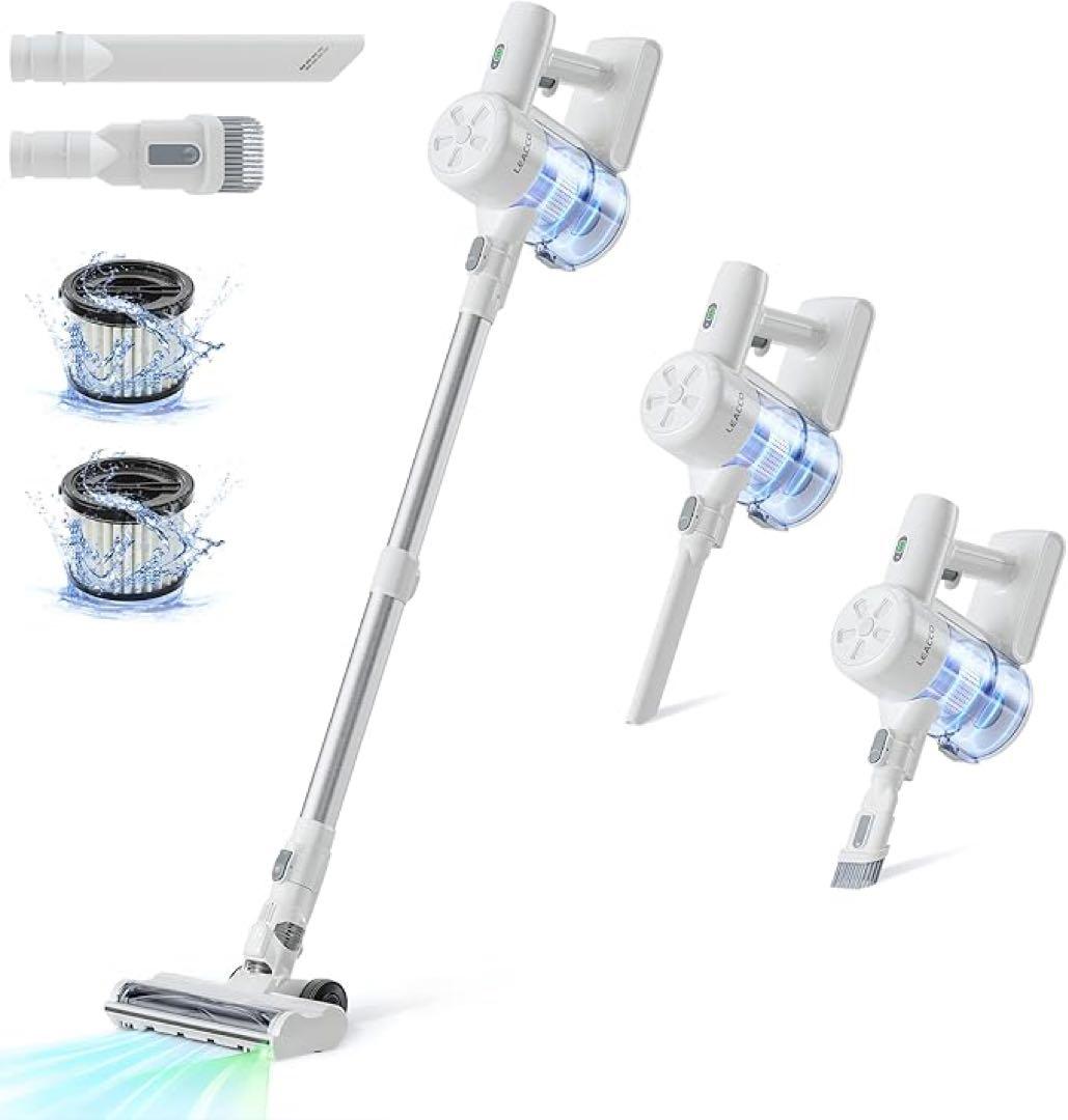 Leacco コードレス掃除機 ホワイト 42000pa サイクロン3段吸引