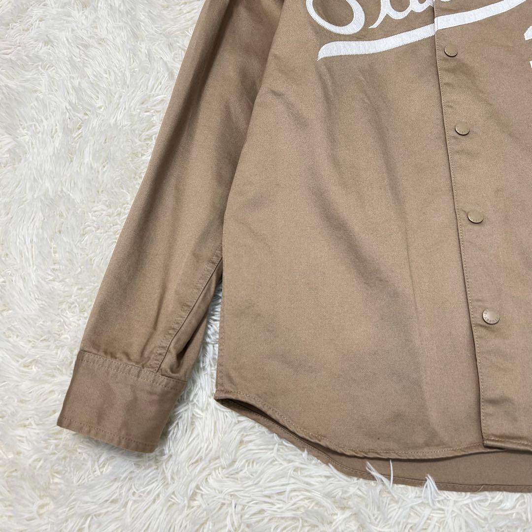 STUSSY 35thベースボールジャケット　ベージュ　L　フード　コットン