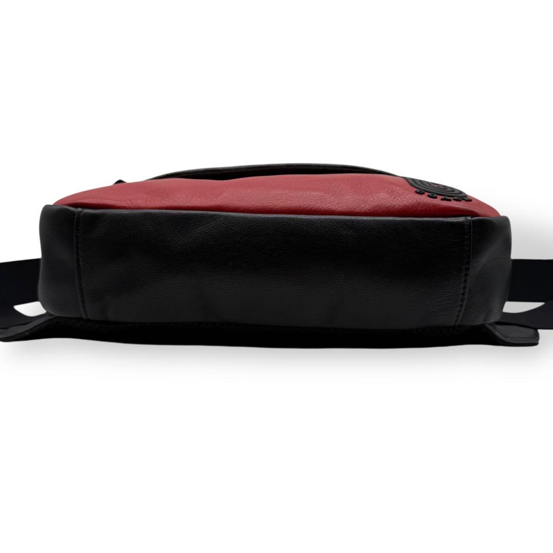 【美品】COACH コーチ ボディバッグ PVC メンズ ウエストポーチ 赤黒