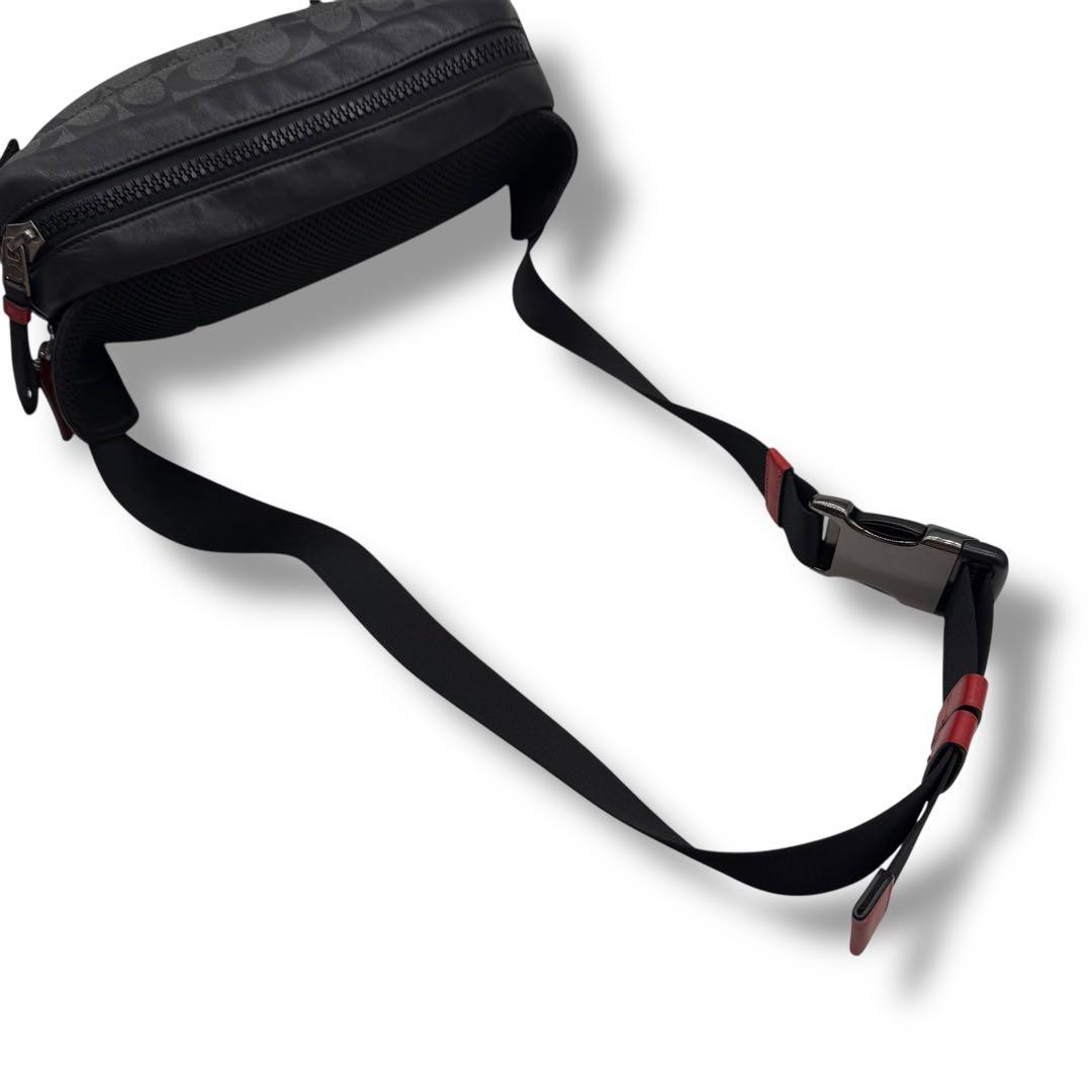 【美品】COACH コーチ ボディバッグ PVC メンズ ウエストポーチ 赤黒
